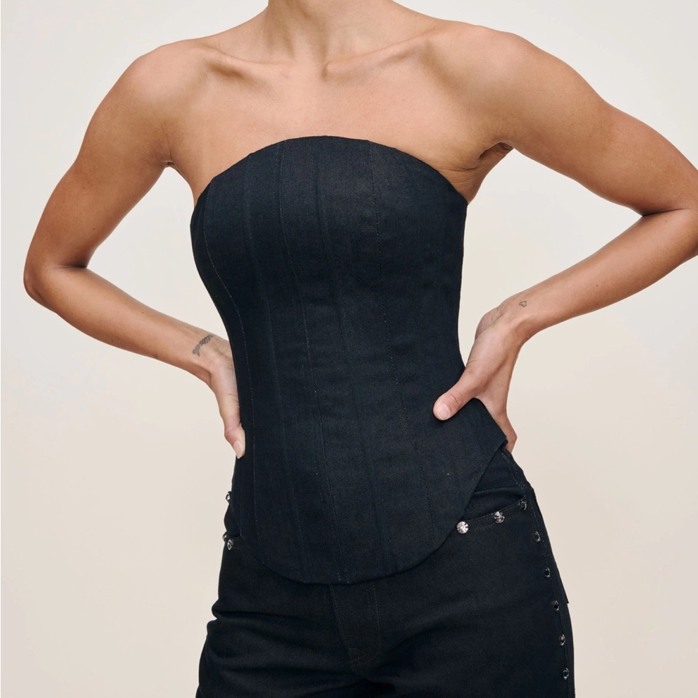 DL1961 Black Denim Corset Bustier Top Small